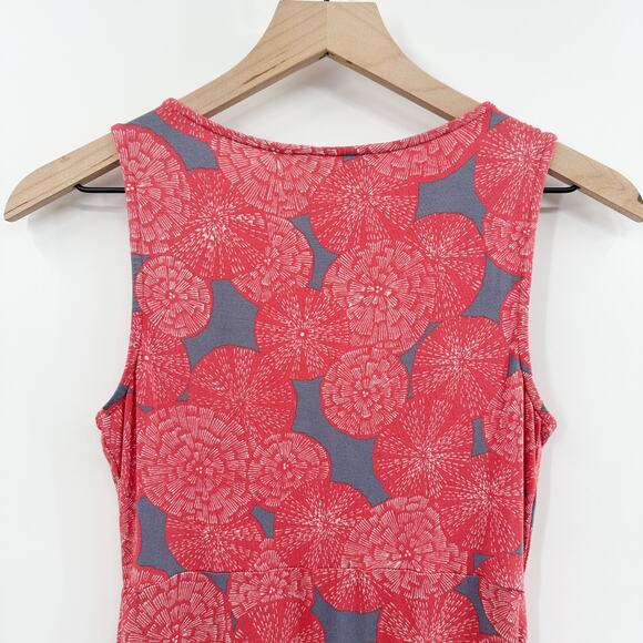 Boden Sleeveless Jersey Dress Knee Length Stretch in Red Floral Size 4 - Picture 4 of 6